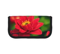 GaxfjRu Estuche de lona para lápices, diseño de flores, color rojo y bonito diseño de lunares, organizador para pícnics y uso diario, estuche para lápices