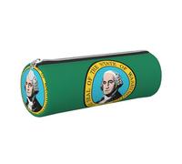 GaxfjRu Estuche de piel con cremallera para bolígrafos y lápices, diseño de bandera de Washington