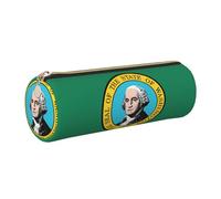 GaxfjRu Estuche de piel con cremallera para bolígrafos y lápices, diseño de bandera de Washington