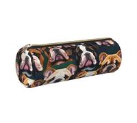 GaxfjRu Estuche de piel con cremallera para bolígrafos y lápices, diseño de bulldog inglés