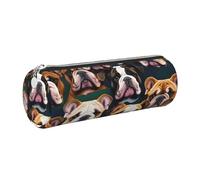 GaxfjRu Estuche de piel con cremallera para bolígrafos y lápices, diseño de bulldog inglés