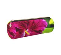 GaxfjRu Estuche de piel con cremallera para bolígrafos y lápices, diseño de flor de hibisco, suave