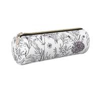 GaxfjRu Estuche de piel con cremallera para bolígrafos y lápices, diseño de flores y hierbas herbáceas