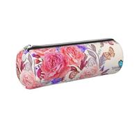 GaxfjRu Estuche de piel con cremallera para bolígrafos y lápices, diseño de flores y mariposas