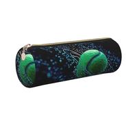 GaxfjRu Estuche de piel con cremallera para bolígrafos y lápices, diseño de gotas de agua y pelotas de tenis