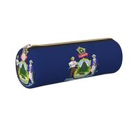 GaxfjRu Estuche de piel con cremallera para bolígrafos y lápices, diseño de la bandera del estado de Maine