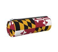 GaxfjRu Estuche de piel con cremallera para bolígrafos y lápices, diseño de la bandera del estado de Maryland