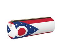 GaxfjRu Estuche de piel con cremallera para bolígrafos y lápices, diseño de la bandera del estado de Ohio State