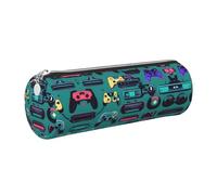 GaxfjRu Estuche de piel con cremallera para bolígrafos y lápices, diseño de mandos de videojuegos