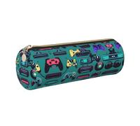 GaxfjRu Estuche de piel con cremallera para bolígrafos y lápices, diseño de mandos de videojuegos