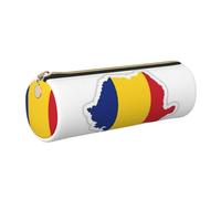 GaxfjRu Estuche de piel con cremallera para bolígrafos y lápices, diseño de mapa de la bandera de Rumania