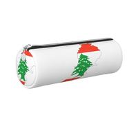 GaxfjRu Estuche de piel con cremallera para bolígrafos y lápices, diseño de mapa de la bandera del Líbano, suave