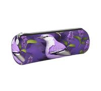 GaxfjRu Estuche de piel con cremallera para bolígrafos y lápices, diseño de pájaro en morado lavanda y flores florales