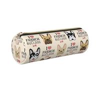 GaxfjRu Estuche de piel con cremallera para bolígrafos y lápices, diseño de perro francés