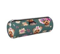 GaxfjRu Estuche de piel con cremallera para bolígrafos y lápices, diseño floral, suave