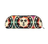 GaxfjRu Estuche de piel con diseño de flechas de caza, triángulos, ciervo, portátil, semicircular, organizador elegante para oficina, viajes, maquillaje, estuche ideal para lápices y bolsa de