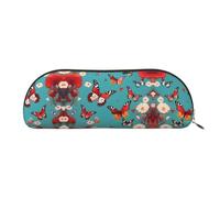 GaxfjRu Estuche de piel con diseño de gallina volando con mariposas entre flores, organizador elegante para oficina, viajes, maquillaje, estuche ideal para lápices y bolsa de maquillaje