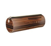 GaxfjRu Estuche de piel de grano de madera con cremallera para bolígrafos y lápices, bolsa suave de grano