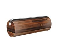 GaxfjRu Estuche de piel de grano de madera con cremallera para bolígrafos y lápices, bolsa suave de grano