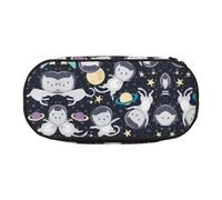 GaxfjRu Estuche divertido con diseño de astronautas de gatos de gran capacidad para el hogar, universidad, oficina, organizador para adultos, estudiantes, Negro , talla única, Lindo