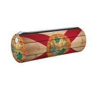 GaxfjRu Estuche para bolígrafos y lápices con cremallera de cuero con diseño de bandera de Florida