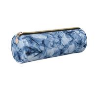 GaxfjRu Estuche para bolígrafos y lápices de piel con cremallera, color azul oscuro