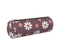 GaxfjRu Estuche para bolígrafos y lápices de piel con cremallera, diseño de girasol, color blanco