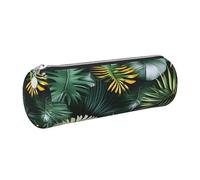 GaxfjRu Estuche para bolígrafos y lápices de piel con cremallera, diseño de hojas de palma tropicales