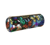 GaxfjRu Estuche para bolígrafos y lápices de piel con cremallera y diseño de mariposa dibujada a mano, suave