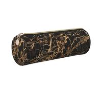 GaxfjRu Estuche para bolígrafos y lápices de piel con cremallera y diseño de mármol dorado