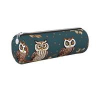 GaxfjRu Estuche para bolígrafos y lápices, diseño de búhos en ramas de árbol, de piel, con cremallera, suave