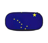 GaxfjRu Estuche para lápices con bandera del estado de Alaska de gran capacidad para el hogar, universidad, oficina, organizador para adultos, estudiantes, Negro , talla única, Lindo