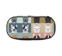GaxfjRu Estuche para lápices con diseño de Bulldog Francés, gran capacidad, para el hogar, universidad, oficina, organizador para adultos, estudiantes, Negro , talla única, Lindo