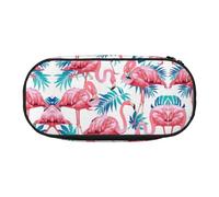 GaxfjRu Estuche para lápices con estampado de hojas verdes de flamencos, gran capacidad, para el hogar, la universidad, oficina, organizador para adultos