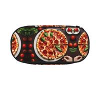 GaxfjRu Estuche para lápices con estampado de pizzas, gran capacidad, para el hogar, universidad, oficina, organizador para adultos, estudiantes, Negro , talla única, Lindo