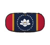 GaxfjRu Estuche para lápices de gran capacidad con estampado de la bandera del estado de Mississippi, organizador de oficina para adultos