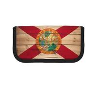 GaxfjRu Estuche para lápices de lona con diseño de bandera de Florida, bonito diseño de lunares, almacenamiento organizado para picnics y uso diario, bolsa de maquillaje, soporte para lápices