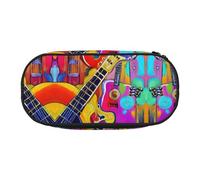 GaxfjRu Estuche para lápices y bolígrafos con estampado de guitarras acústicas a todo color, gran capacidad para el hogar, universidad, oficina, organizador para adultos Studen, Negro , Talla única,