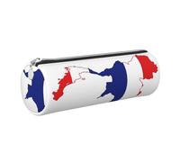 GaxfjRu Estuche redondo de piel sintética con diseño de mapa de la bandera de Tailandia, almacenamiento para bolígrafos, lápices, marcadores, suministros pequeños, cremallera de metal con cuero