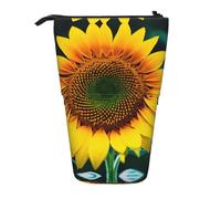 GaxfjRu Estuche telescópico portátil con estampado de girasol, organizador con múltiples ranuras, para herramientas de escritura, accesorios