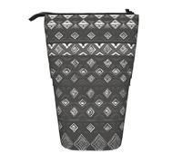 GaxfjRu Estuche telescópico portátil con estampado tribal gris, organizador con múltiples ranuras, para herramientas de escritura, accesorios