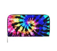 GaxfjRu Exotic Tribe - Cartera larga de piel con estampado de teñido anudado para hombre, aspecto vintage, tarjetero para tarjetas de crédito