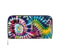 GaxfjRu Exotic Tribe - Cartera larga de piel con estampado de teñido anudado para hombre, aspecto vintage, tarjetero para tarjetas de crédito