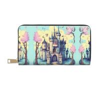 GaxfjRu Fairytale Castle - Cartera de cuero para mujer, organizador de gran capacidad con soporte para chequera, cartera plegable para mujer, color blanco, talla única, clásica, White, Talla única,