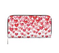 GaxfjRu Falling Red Hearts - Cartera larga de piel con estampado de corazones rojos, tarjetero para mujer
