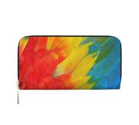 GaxfjRu Fantástica cartera larga de piel con estampado de plumas de loro, para hombre, estilo vintage, tarjetero para tarjetas de crédito