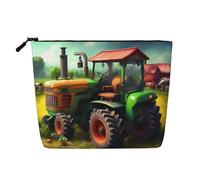 GaxfjRu Fantasy Farm - Bolsa de maquillaje de viaje con estampado de tractor de granja con organizador de maquillaje para mujer, Negro -, Talla única
