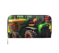 GaxfjRu Fantasy Farm - Cartera larga de piel con estampado de tractor para hombre, estilo vintage, tarjetero para tarjetas de crédito