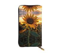 GaxfjRu Farm Sunflower - Cartera elegante y funcional para mujer, diseño delgado y plegable con cremallera de piel sintética y metal, color negro, talla única, clásica, Black, Talla única, Clásico
