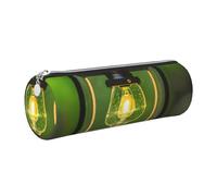 GaxfjRu Firefly and Lantern - Estuche redondo de piel sintética, almacenamiento para bolígrafos, lápices, marcadores, suministros pequeños, cremallera de metal con piel, Silver, Talla única, Tarjetero